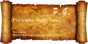 Piringer György névjegykártya